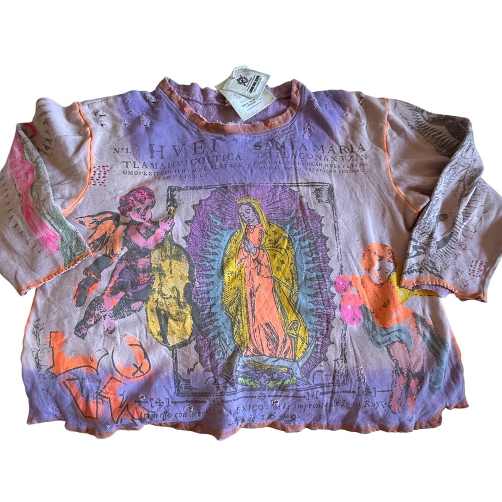 Magnolia Pearl Purple Santa Maria Hermosa Sweatshirt Virgin Mary Guadalupe NWT
